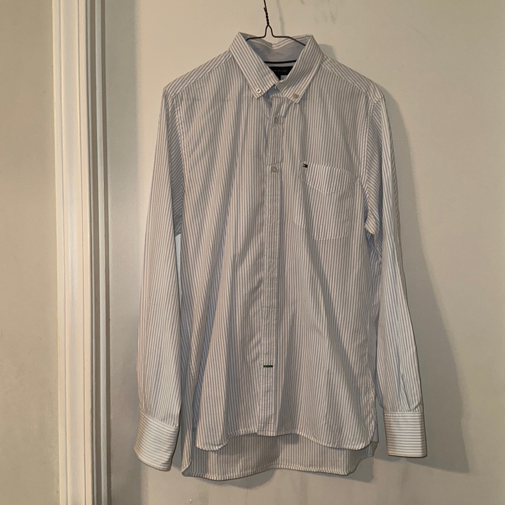 Euc Tommy Hilfiger Stripe Button Up Custom Fit Sh… - image 1